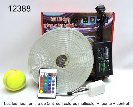 Imagen de LUZ LED NEON COLOR MULTICOLOR EN TIRA DE 5MT.. +FUENTE+CONTROL 1.25